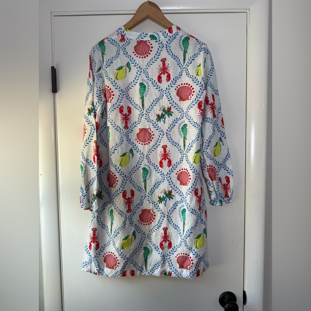 Boden Cleo Linen Dress in Tropical Bonanza Vine White Red Green Yellow Size 4 - Picture 14 of 15